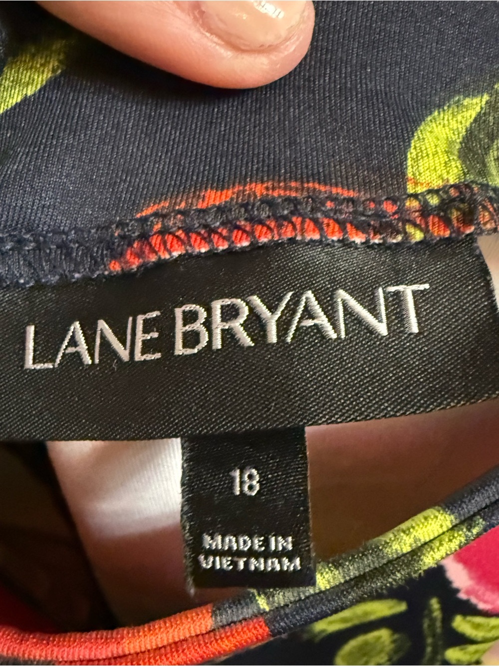 Lane Bryant Navy Floral Short Sleeve A-Line Dress - Picture 3 of 3